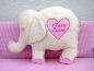 Preview: Elefantenkissen mit Herzapplikation und Namensstickerei - wunderschoenes Geburtsgeschenk