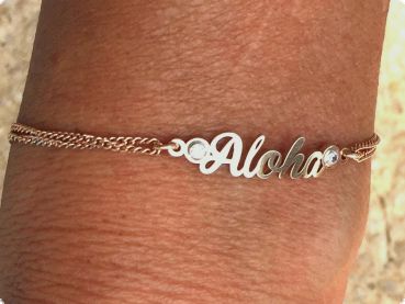 "Aloha" - Armband, mit Zirkonia, 925er Sterling-Silber, rosévergoldet