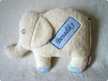 Namenskissen Elefant mit Wunschnamen auf Rechteck