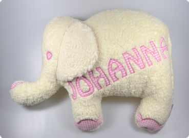 Kissen Elefant mit Namen rosa